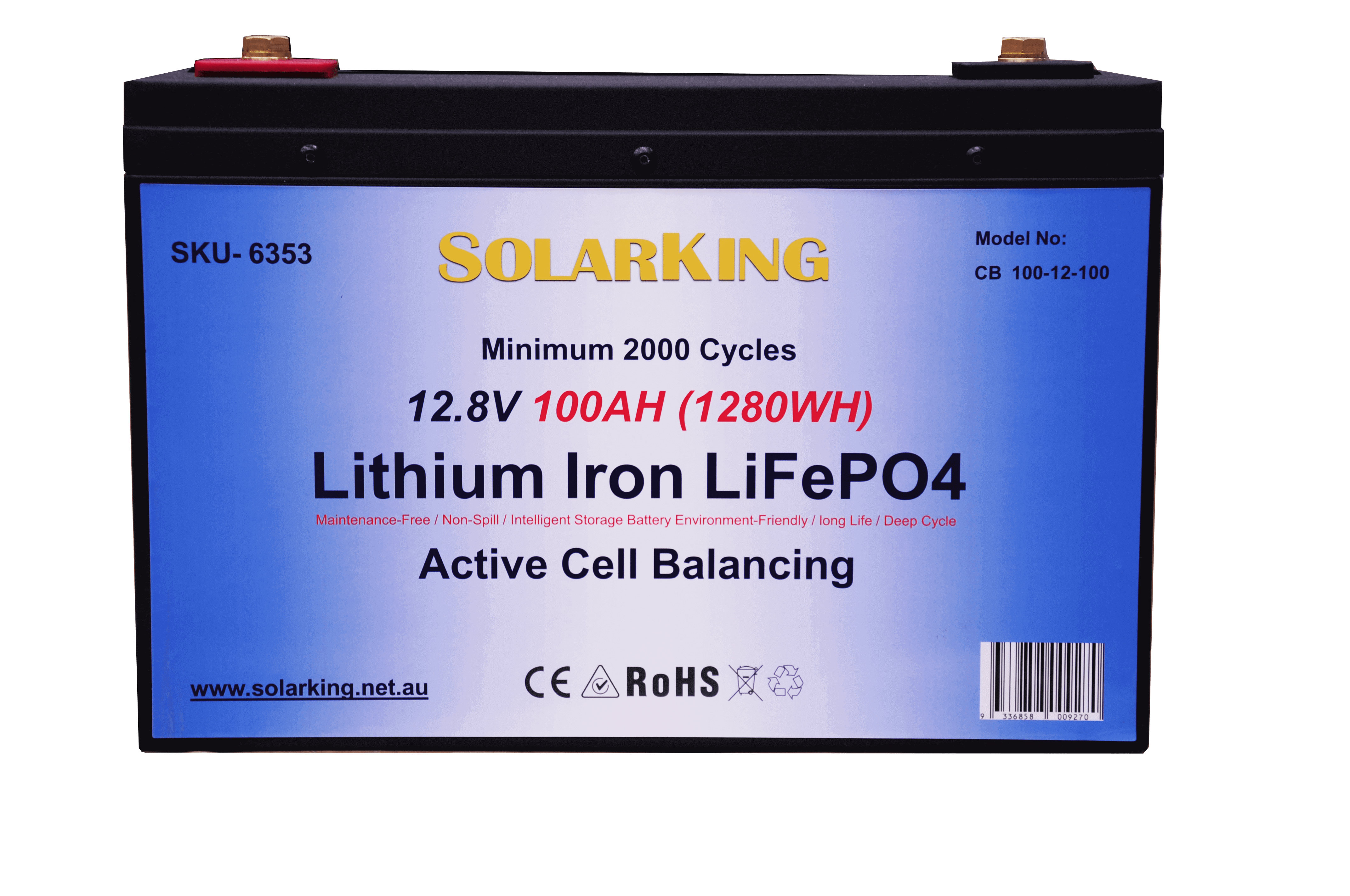 12.8V 100AH Solarking Lithium Iron Battery Metal Case CB-100-12-100